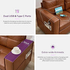 TYBOATLE 88" W Faux Leather Couches for Living Room w/Side Pockets, Mid-Century Modern Tufted Comfy Leather Couch w/USB and Wider Arms, 3 Seater Sofa for Office, Apartment, Bedroom