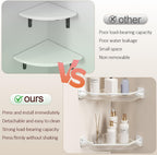 EVERZONE Shower Corner Caddy, 2 Pack 12" Brushed 304 Stainless Steel Organizer for Bathroom,Kitchen & Balcony, Floating Shower Wall Shelf Bath Basket Rack Heavy Duty 2 Pack (Grey,Acrylic)