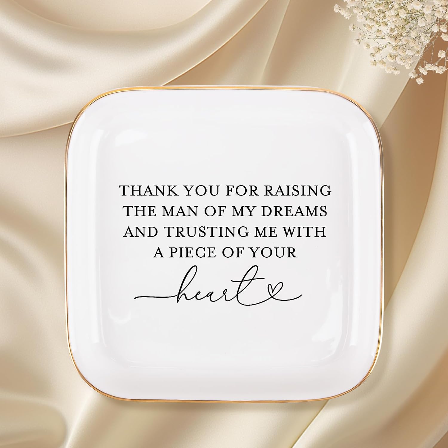 Mother of the Groom Gifts Jewelry Tray from Bride, Mother's Day Christmas Birthday Wedding Gifts for Mother in Law of the Groom from Bride Ceramic Ring Dish Plate