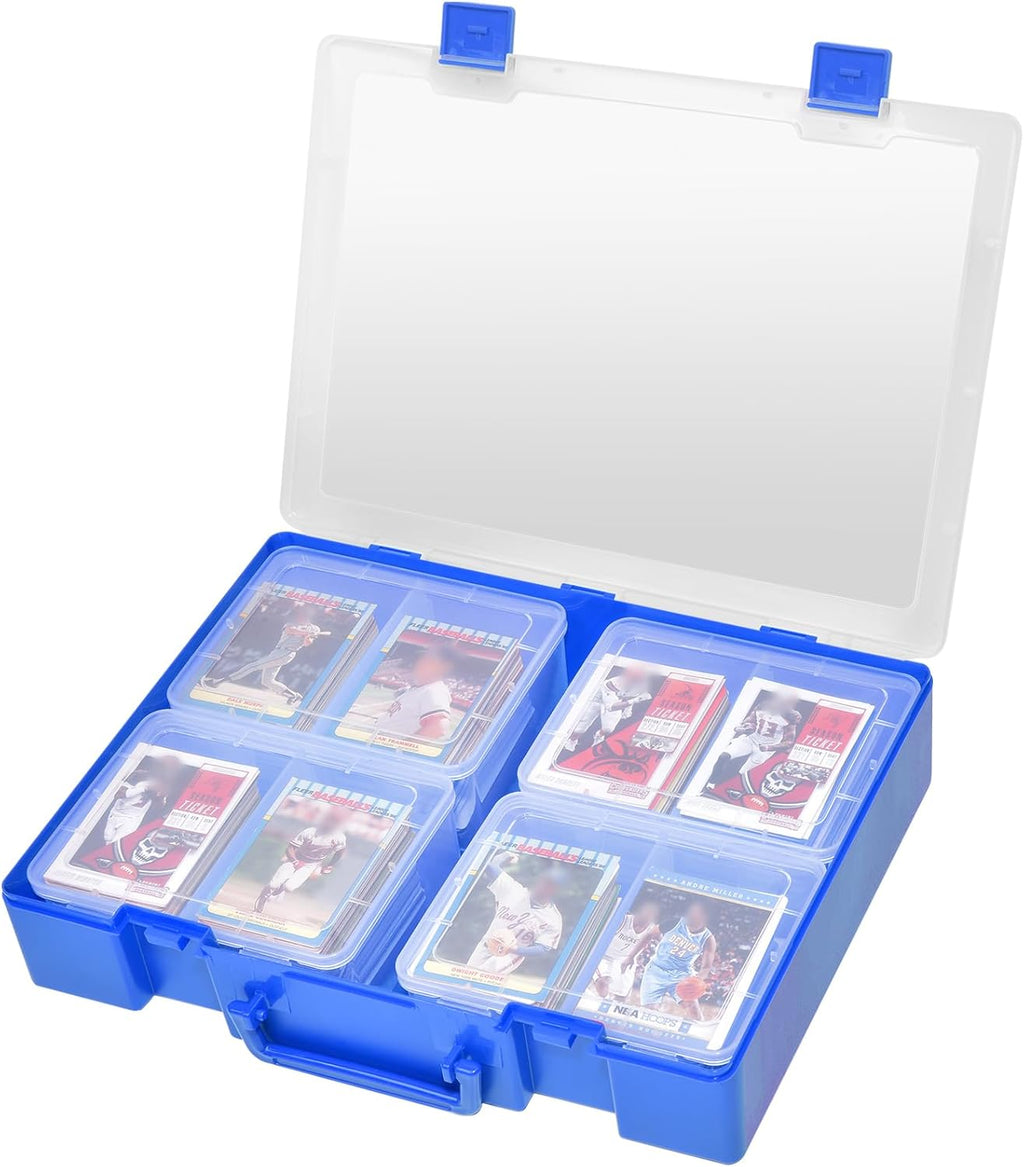 ALCYON 1600+ Baseball Card Storage Box, Sports Cards Holder Organizer Hard Plastic Display Case Compatible with Baseball/Football/for MTG/for PM for Collector (blue)