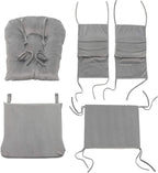 Paddie Glider Rocker Replacement Cushions Velvet with Storage, Rocking Chair Cushion Set with Ties, 5PCS, Light Grey
