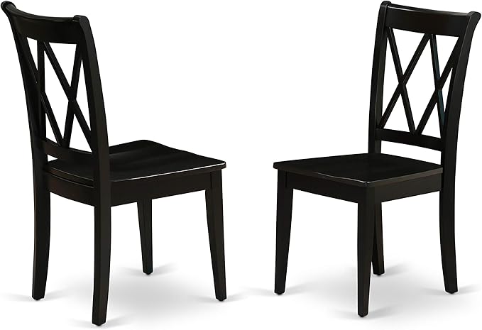 East West Furniture SHCL5-BLK-W 5 Piece Dining Room Table Set Includes a Round Wooden Table with Pedestal and 4 Kitchen Dining Chairs, 42x42 Inch, Black