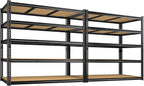 48" W Garage Shelving Heavy Duty 2800LBS Garage Storage Shelves, 5 Tier Adjustable Metal Shelving Unit Utility Rack Shelf for Warehouse, Pantry, Closet, Kitchen 72" H x 48" W x 18" D, Black，2PCS