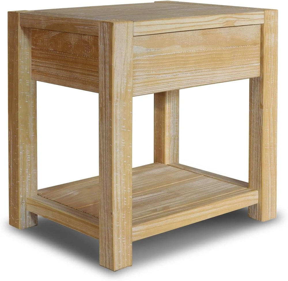 Grain Wood Furniture Montauk End Table, Solid Wood with a Driftwood Finish