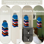 Hat Organizer for Baseball Caps,Hat Rack for Wall, Compact Hat Storage Display Holder,Hold Up to 10 Hats,Hat Hanger Strong Adhesive/Wall Drilled for Door,Bedroom,Closet