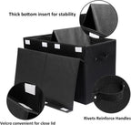 2 Pack Large Toy Box Chest Storage with Flip-Top Lid, Collapsible Kids Toy Storage Bin Boxes s for Toys, Playroom Organizers, 25"x13" x16" (Linen Black)
