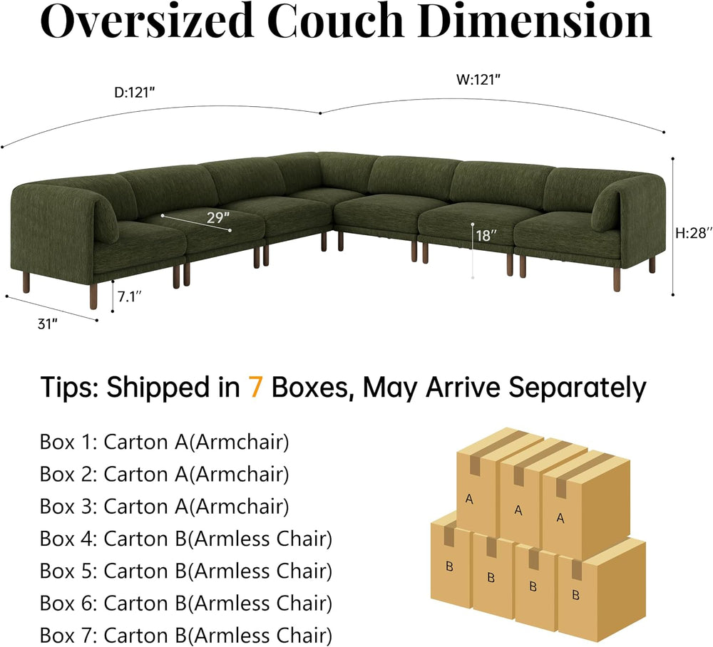 Cloud Sectional Couches for Living Room,Modular Sectional Sofa,Green | V-Shap...