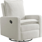 Oxford Baby Uptown Upholstered Glider Recliner Rocking Chair 360° Swivel for Nursery and Living Room - Boucle White