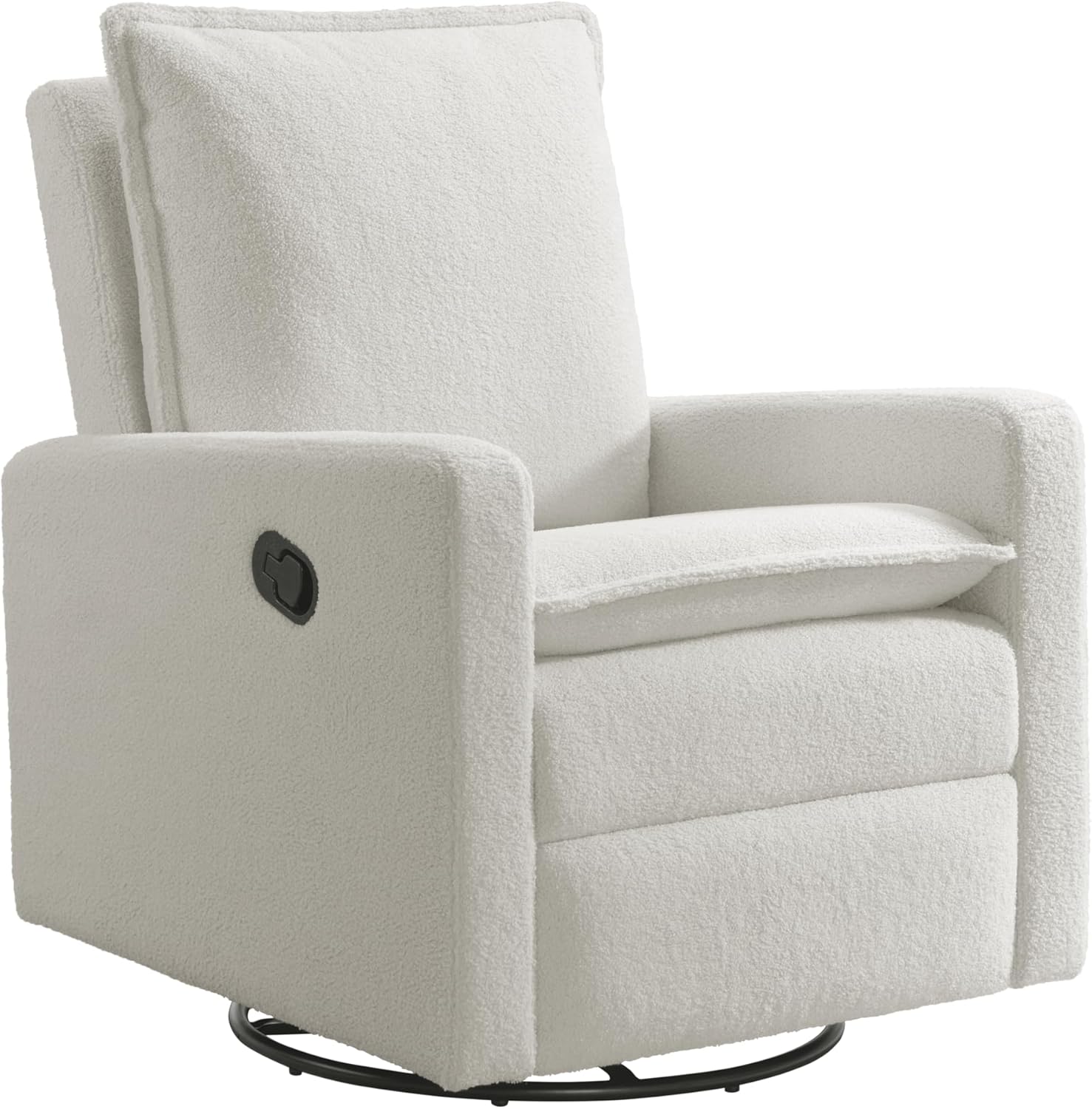 Oxford Baby Uptown Upholstered Glider Recliner Rocking Chair 360° Swivel for Nursery and Living Room - Boucle White