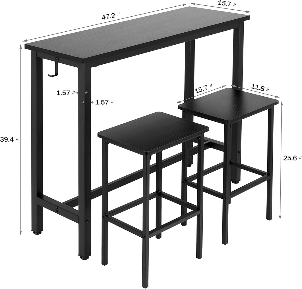 Finnhomy 47" Bar Set - Pub High Top Table With Stools, Rectangular Bar H...