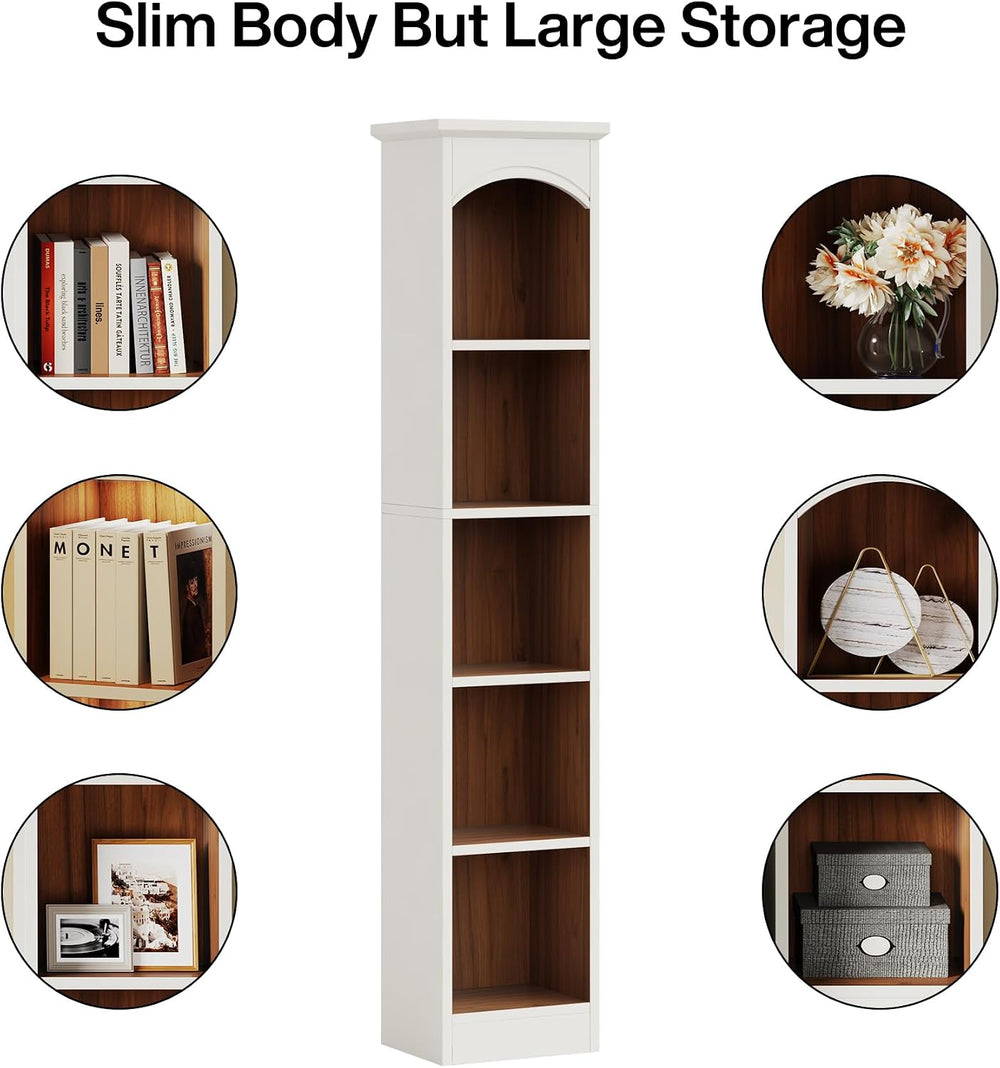Tribesigns 70.9-Inch Tall Narrow Bookcase, 5-Tier Cube Bookshelf with Storage...