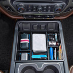 Center Console Organizer Tray Compatible with Chevy Silverado/GMC Sierra 1500/2500/3500HD 2014-2018,15-19 Silverado/Sierra 2500HD/3500HD Accessories Compartment,Full Console w/Bucket Seats ONLY,Blue