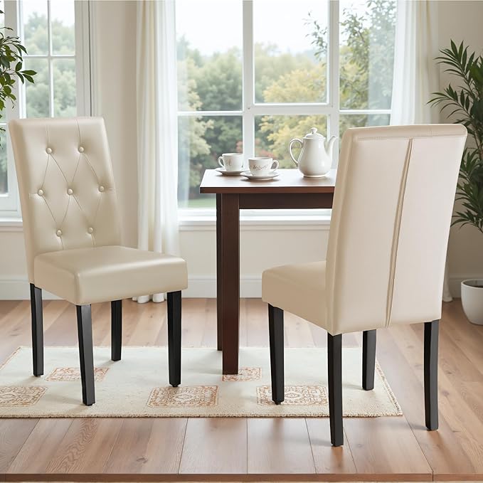 Furmax Ergonomic Dining Chairs Set of 2, PU Leather Dinning Room Chairs, Butt...