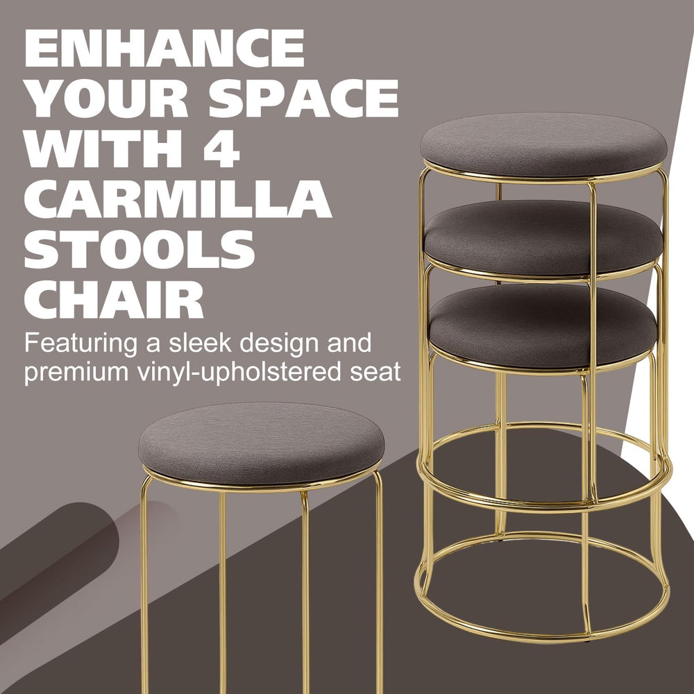 Kings Brand Furniture 4-Pack Stack Stools, Upholstered w/Metal Legs Backless ...