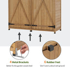 MCombo Outdoor Storage Cabinet with Shelves, Wood Garden Shed with Floor, Outside Tool Shed with 2 Lockable Doors for Yard Patio Lawn, 1400 (Natural)