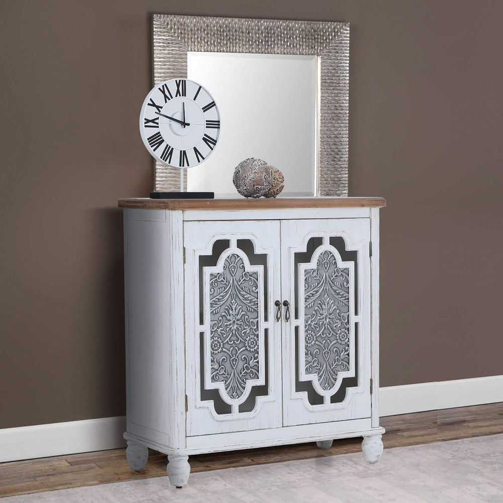 Sophia & William Accent Storage Cabinet with Wood Frame and Iron Embossed...