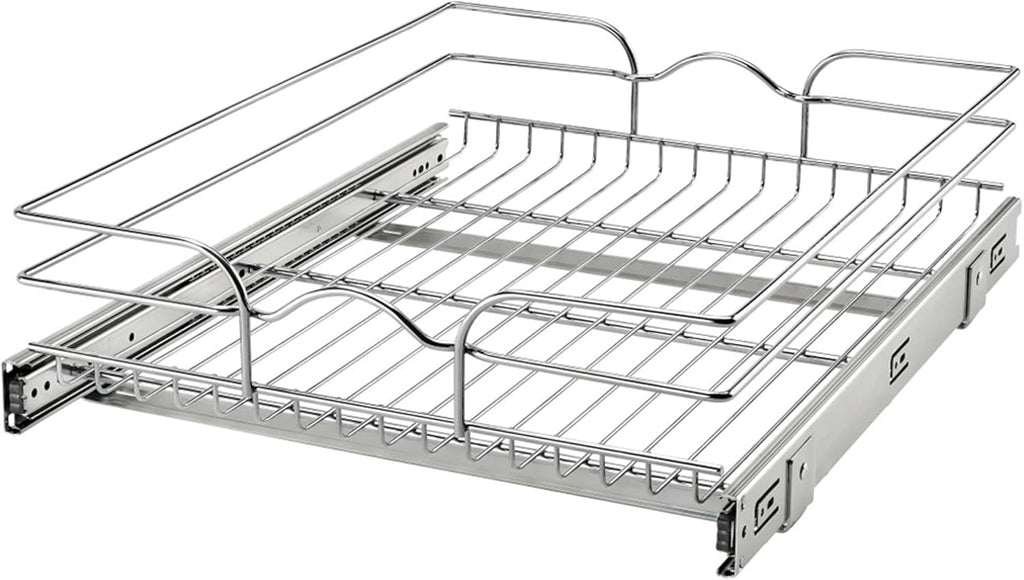 Rev-A-Shelf Kitchen Cabinet Pullout Shelf and Drawer Organizer Slide Out Pantry Storage Basket in Multiple Sizes, 18 x 22 In, 5WB1-1822CR-1