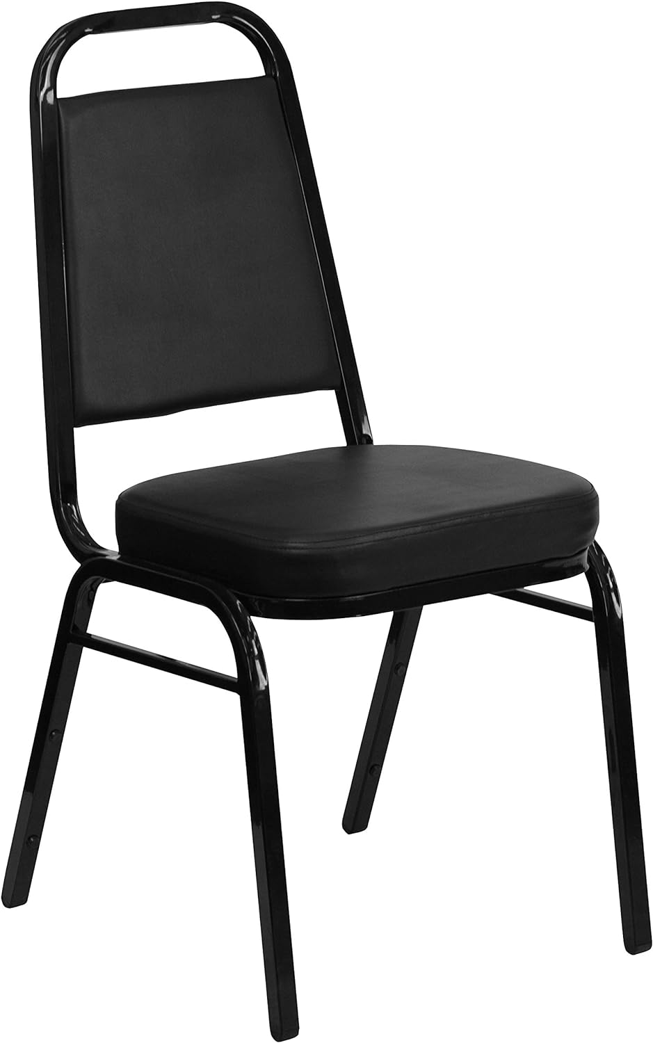 EMMA + OLIVER Black Vinyl Trapezoidal Back Stacking Banquet Chair