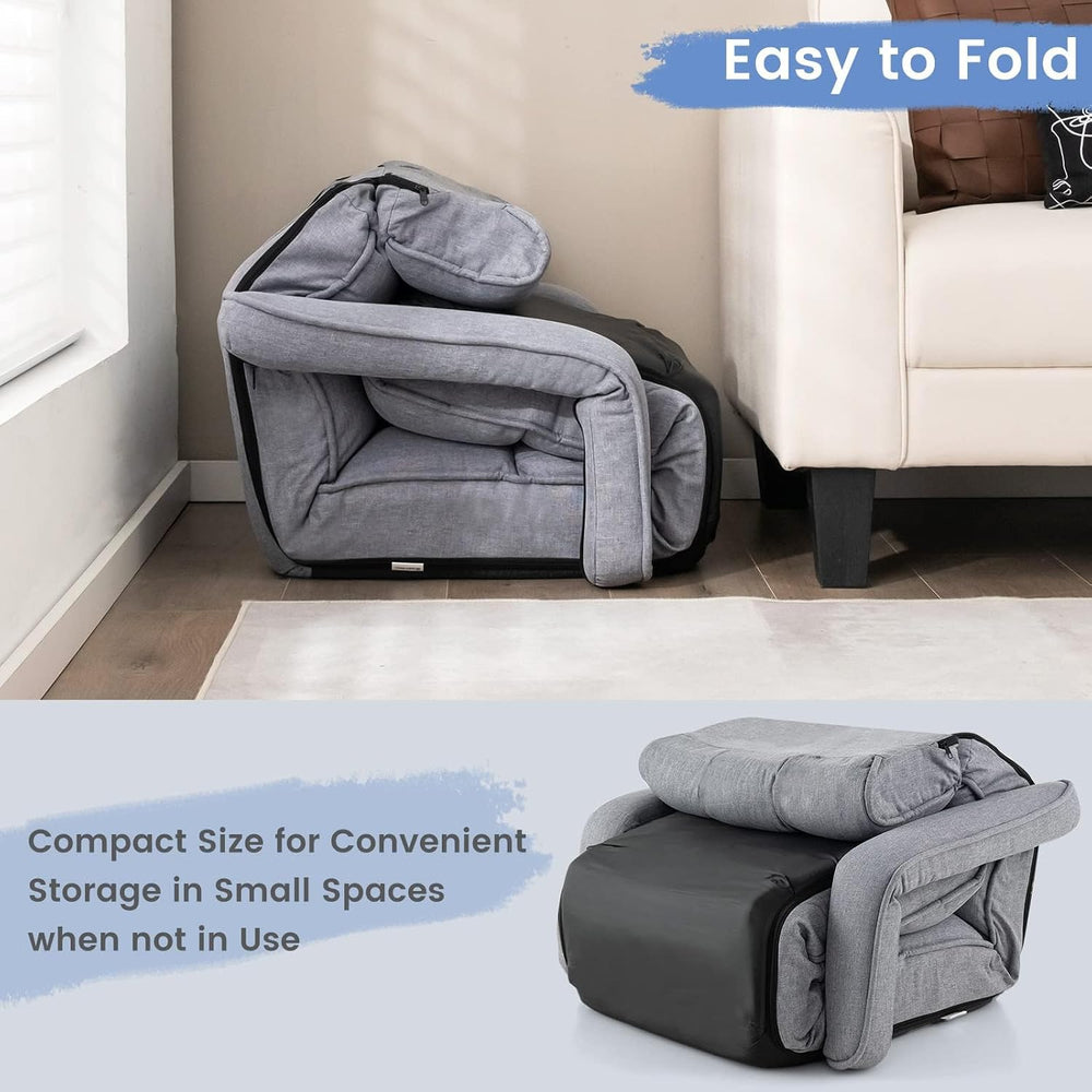 DORTALA Foldable Lazy Floor Sofa, Indoor Chaise Lounge Sofa, 6-Position Foldi...