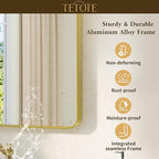 TETOTE Brushed Gold Bathroom Mirror 30 x 30 Gold Metal Framed Bathroom Mirror, Tempered Glass, Modern Farmhouse Wall Mounted Mirror for Decorative(Horizontal/Vertical)