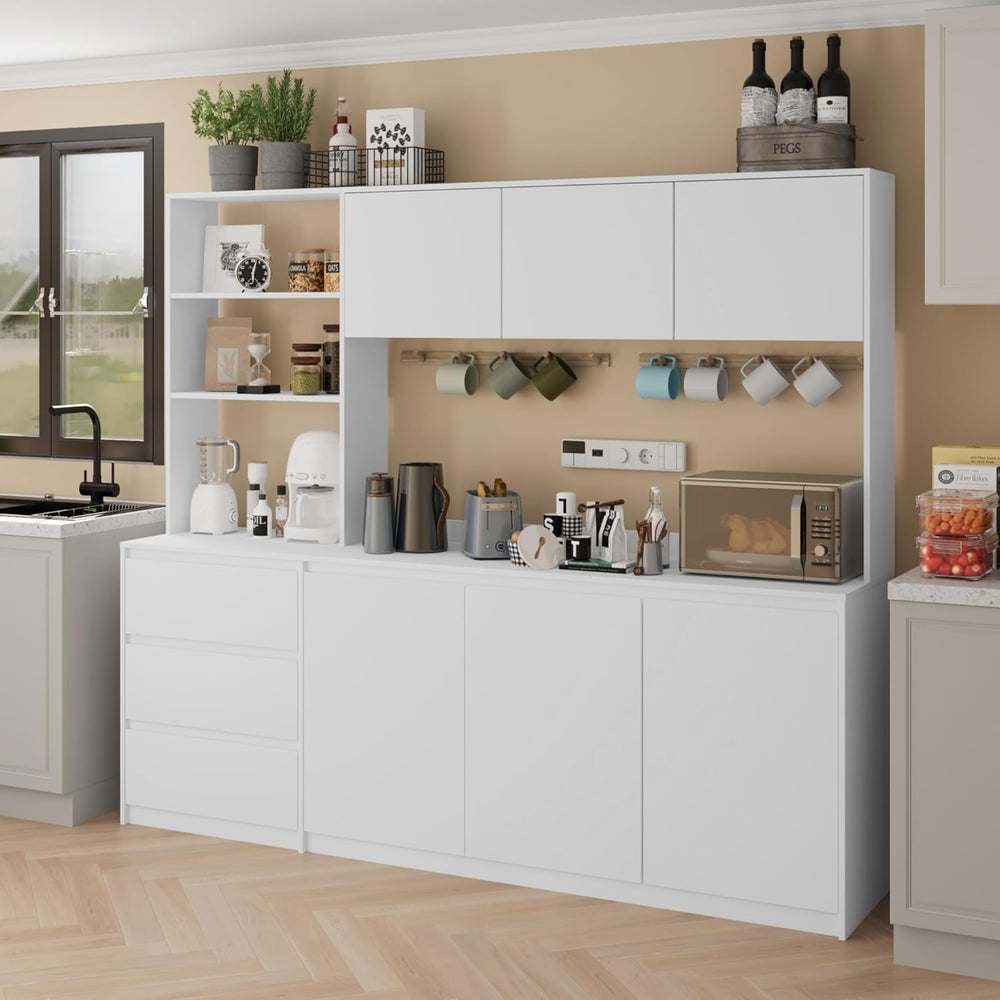 Mekminop Extra Large Kitchen Pantry with Microwave Shelf, Kitchen Hutch Stora...