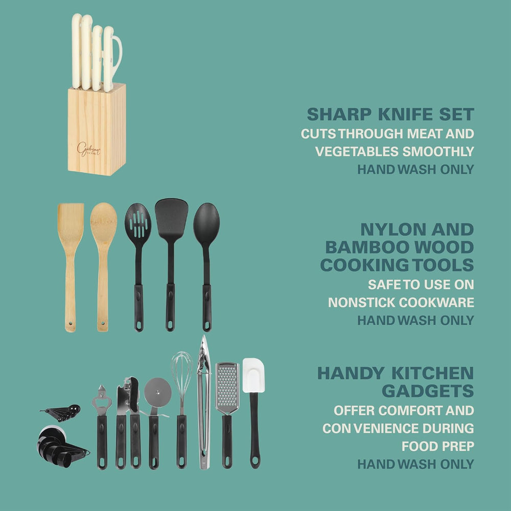 Gibson Home 74 Piece Kitchen in a Box Pots and Pans Cookware, Plates and Bowl...