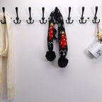 Dseap Coat Rack Wall Mount - 29.5” Long 8-Tri-Hooks Heavy Duty Coat Hanger Rail Wall Hooks for Hanging Coats Hats Clothing Clothes Purse Mudroom Entryway, White & Black
