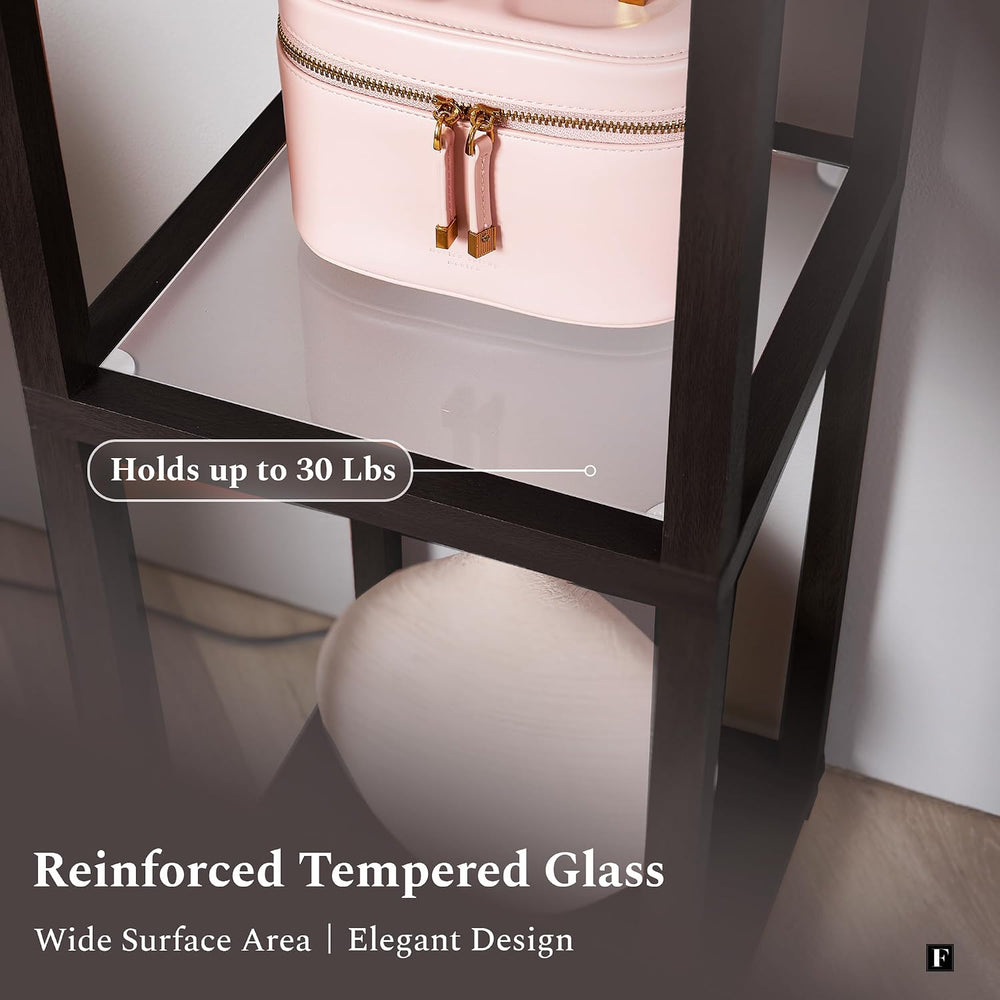 FENLO Floor Lamp with Shelves – Tall Standing Lamp with Tempered Glass Tiers ...
