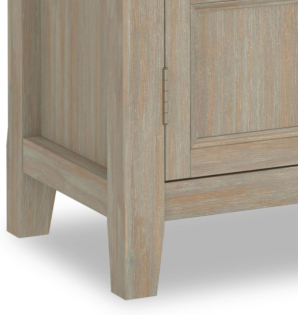 SIMPLIHOME Burlington 30" Wide Solid Wood Cabinet in Distressed Grey