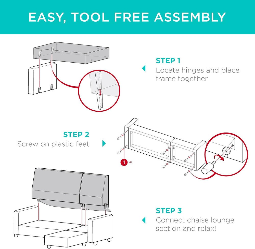 Best Choice Products Upholstered Sectional Sofa for Home, Apartment, Dorm, Bo...