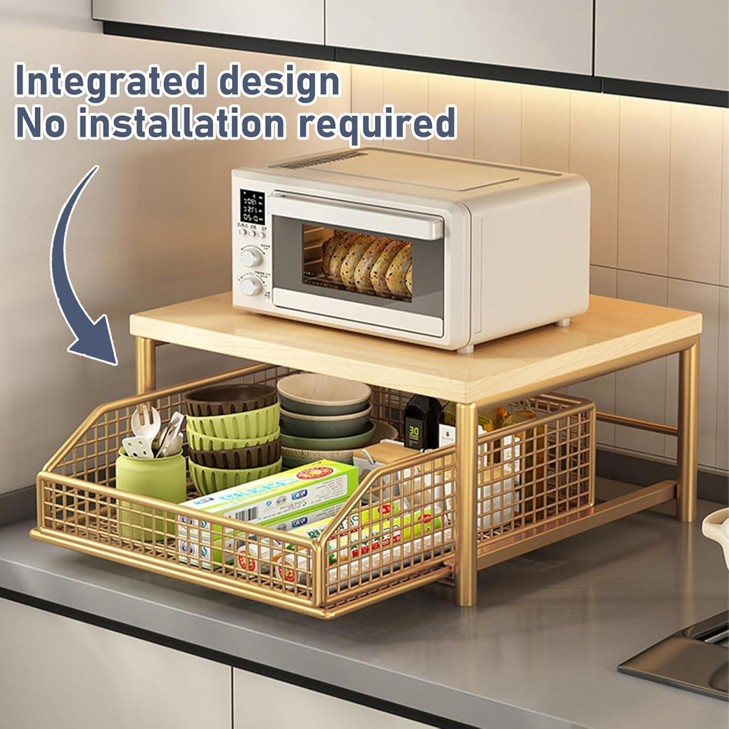 Coffee Pod Drawer Holder,Coffee Machine Storage Rack,Home Kitchen Counter Coffee Bar Organizer,Storage Basket Drawer (Gold)