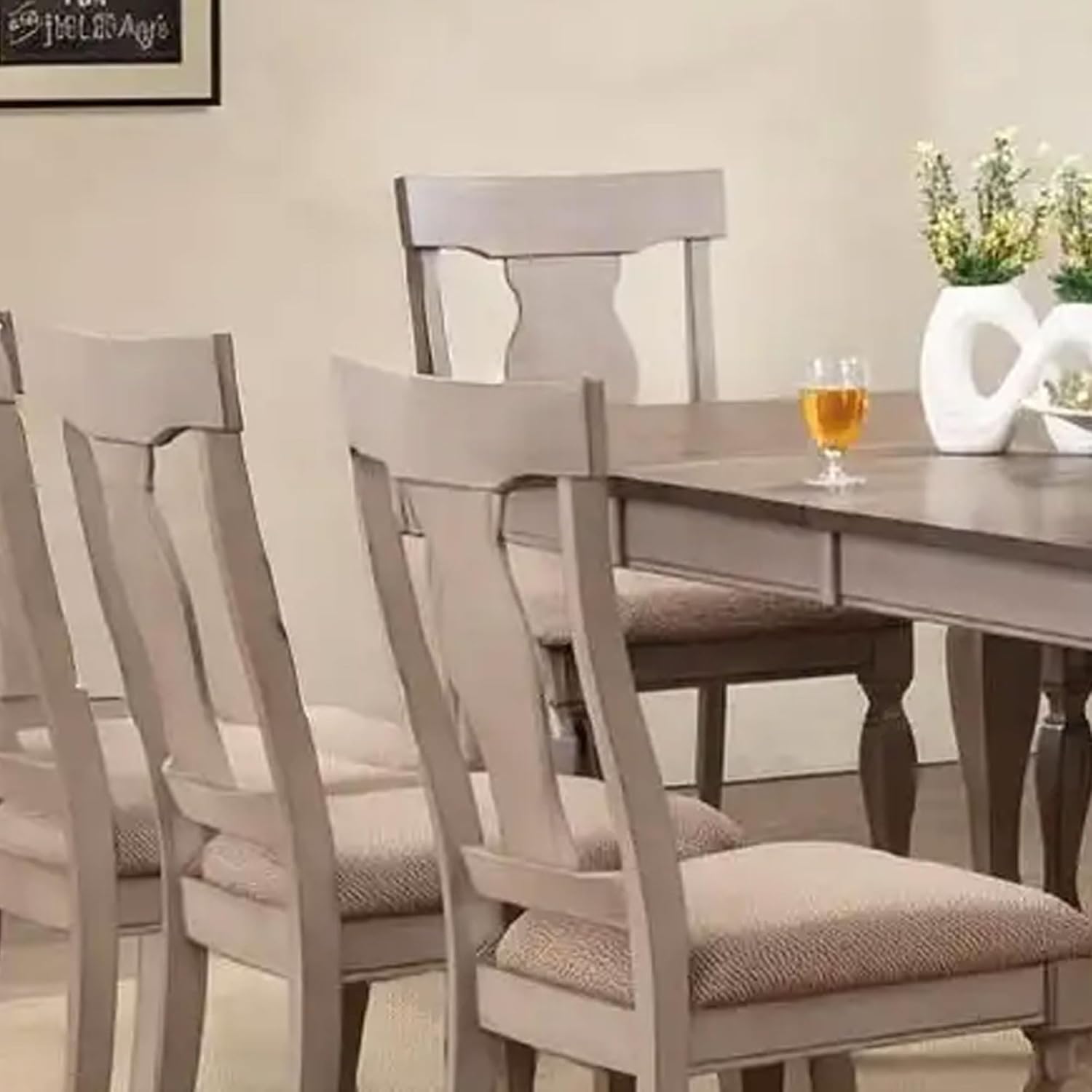 Kings Brand Furniture Charisma 9-Piece Dining Room Set – 2-Tone Brown Solid Wood Extendable Table with 18" Butterfly Leaf and 8 Upholstered Chairs, Traditional Dining Furniture