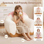 Kids Chair Comfy for Girls 1-6 Years Old, Soft Sherpa Toddler Sofa | Carry Handle, Book Pocket