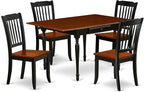 East West Furniture MZDA5-BCH-W 5 Piece Dining Room Furniture Set Includes a Rectangle Kitchen Table with Dropleaf and 4 Dining Chairs, 36x54 Inch, Black & Cherry
