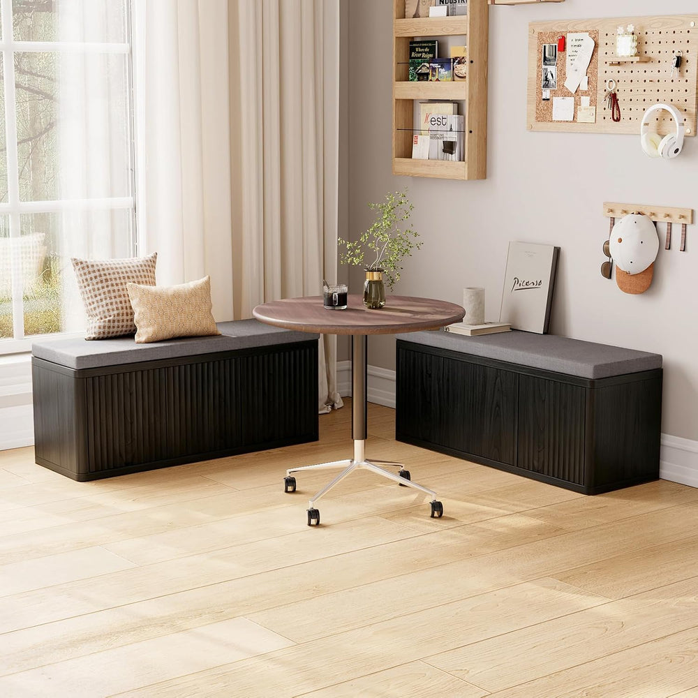 2-Tier Shoe Storage Bench with Cushion, 41.3" Entryway Bench with Padded...