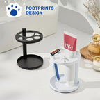 Metal Toothbrush Holder Stand for Bathroom: Stainless Steel Ventilated Organizer with Slots for Electric Toothbrushes, Toothpaste, Razors & Small Comb, Unique Footprint Base Design, White
