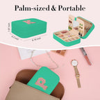 TopPerfekt Travel Jewelry Case, Jewelry Box with Mirror, Jewelry Organizer Bridal Shower Gifts to Her, Earring Storage Travel Case, Trendy Gift for Women and Girls, Girlfriend-Letter P, Green