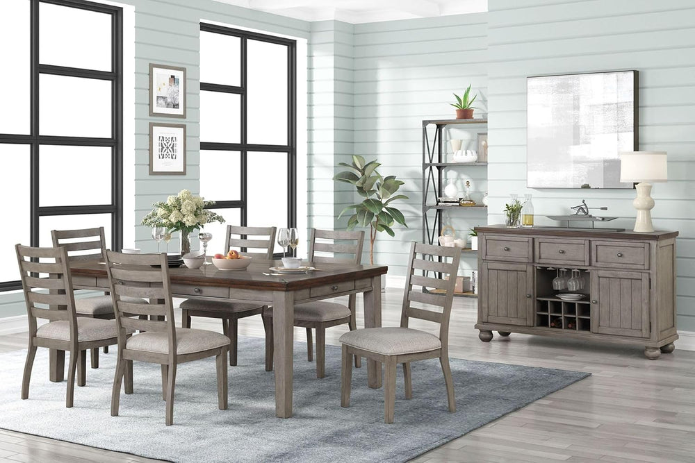 Rustic Two Tone Server with Powerpack - Gray Solid Wood and MDF | Includes po...