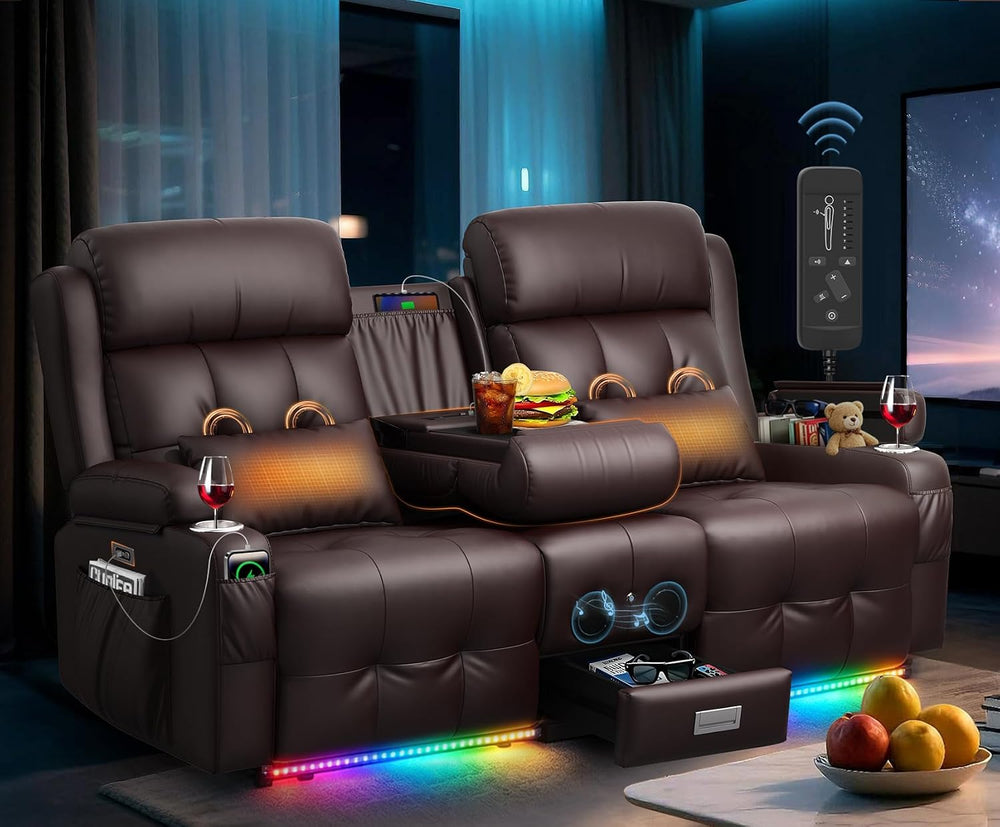 Power Loveseat Recliner Sofa with Massage & Heating, Zero Wall Hugger RV ...