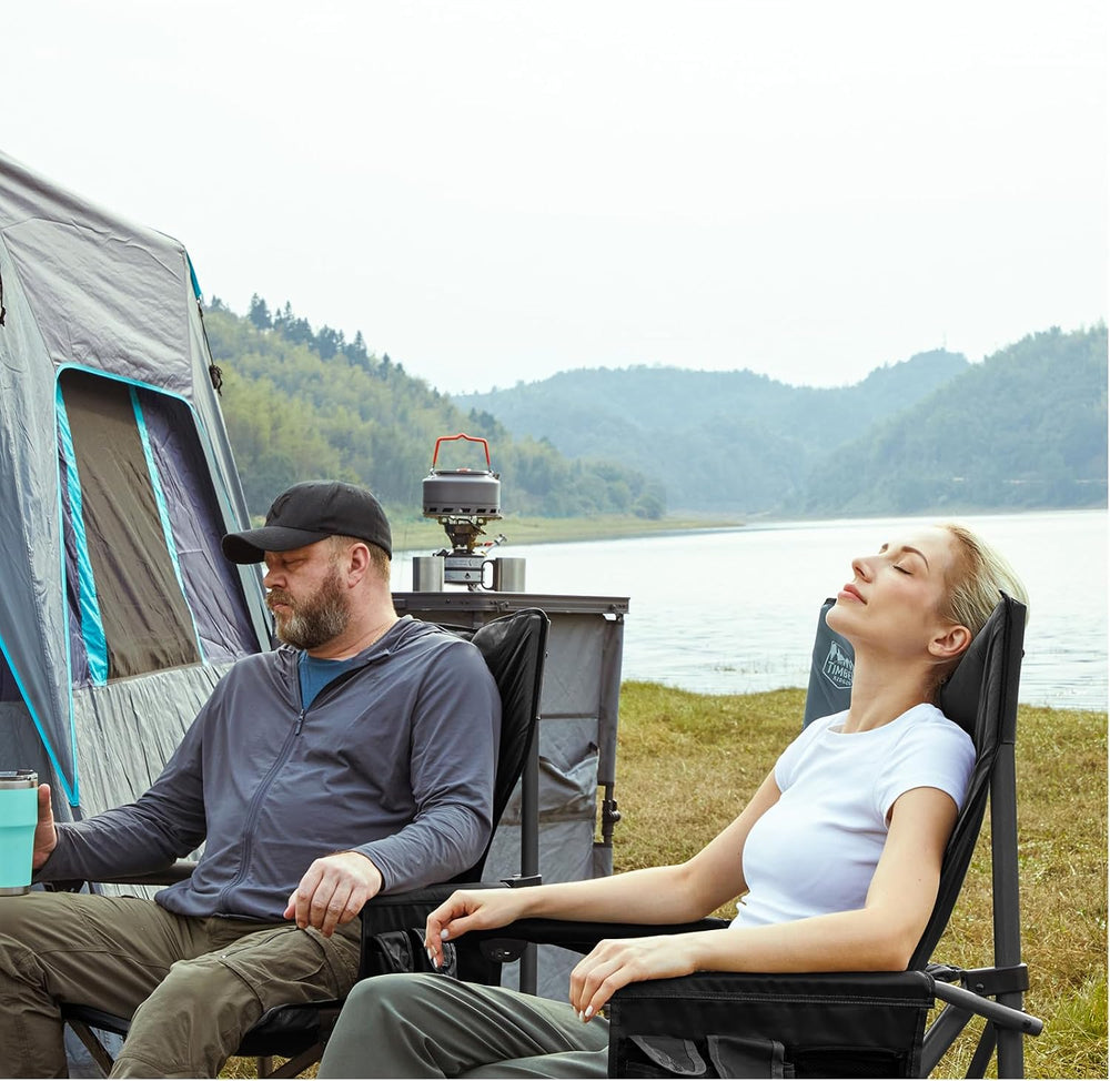 TIMBER RIDGE Oversized Folding Camping Chair High Back 500lbs | Heavy Duty Ca...