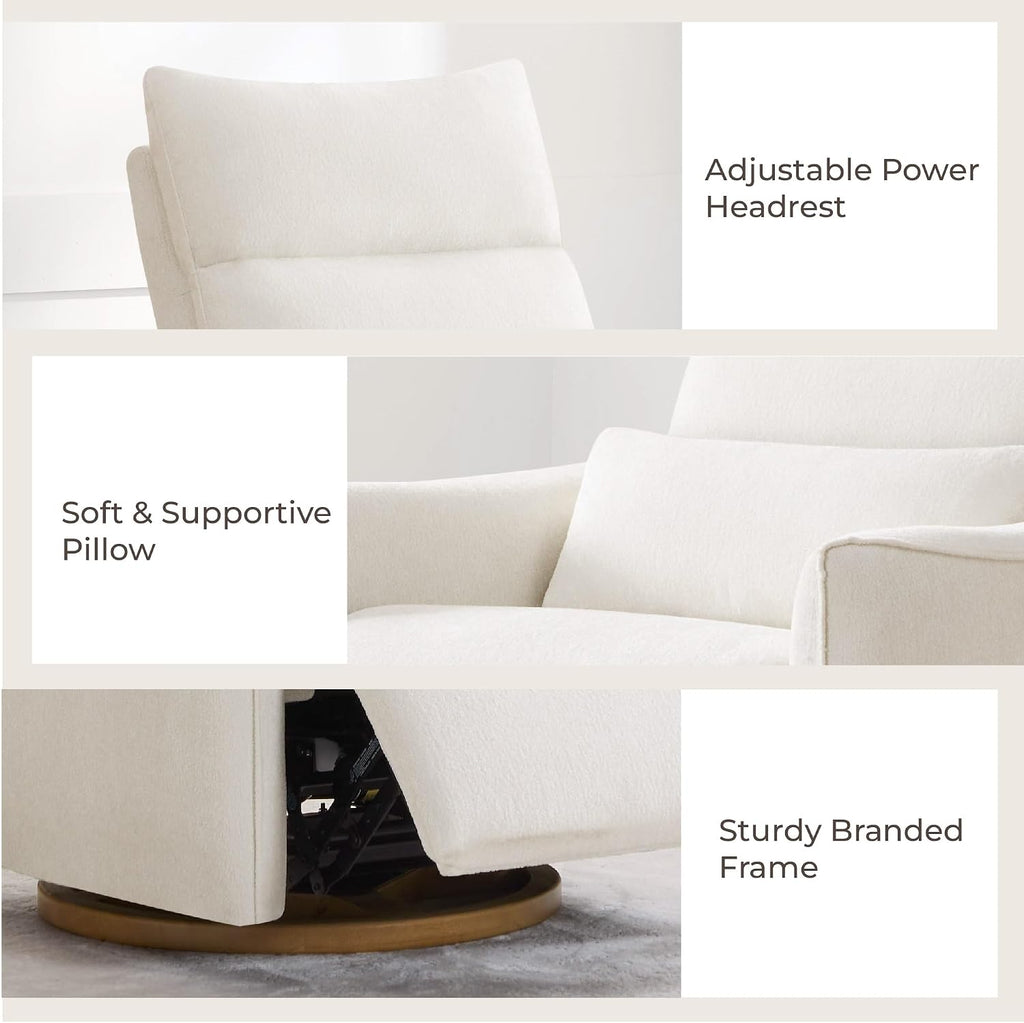 CHITA Power Swivel Glider Recliner Chair, Dual Motor Nursery Glider, Cream | Nursery Rocking Chair with Adjustable Power Headrest, FSC Certified Solid Wood Base, for Bedroom, Living Room