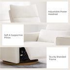 CHITA Power Swivel Glider Recliner Chair, Dual Motor Nursery Glider, Cream | Nursery Rocking Chair with Adjustable Power Headrest, FSC Certified Solid Wood Base, for Bedroom, Living Room