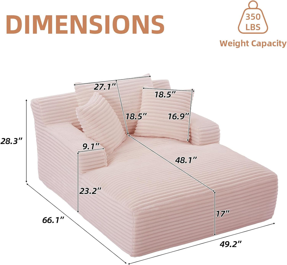 Oversized Chaise Lounge Chair Indoor Bedroom, Comfy Corduroy Upholstered Sofa...