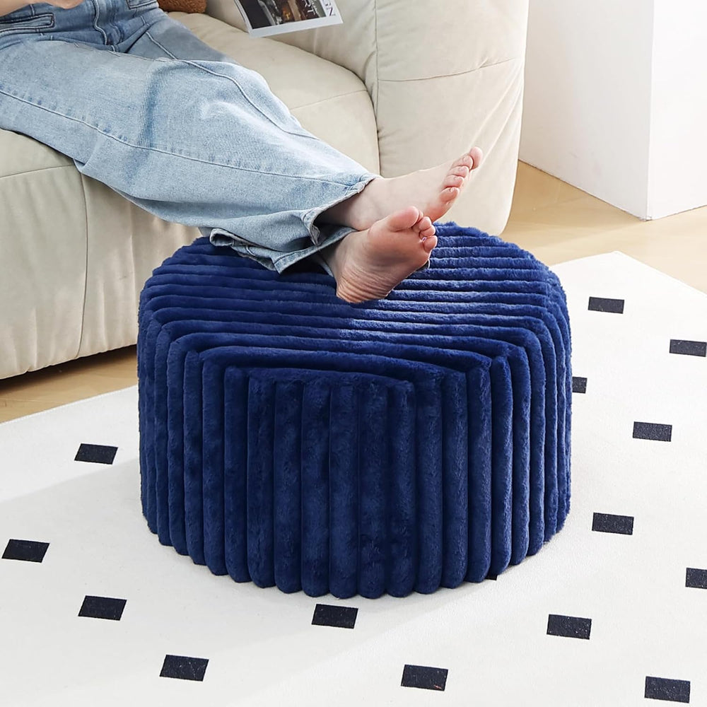 Tiita Round Stuffed Pouf Ottoman, Soft Foot Stool with Solid Foam Block | 21x...