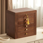 CHOSIN Black Walnut Wooden Jewelry Box, 6-Layer Lockable Wood Jewelry Organizer with Mirror, Side Doors & Brass Handle, Classical Design for Rings, Necklaces, Earrings, Watches, Christmas Gift Idea