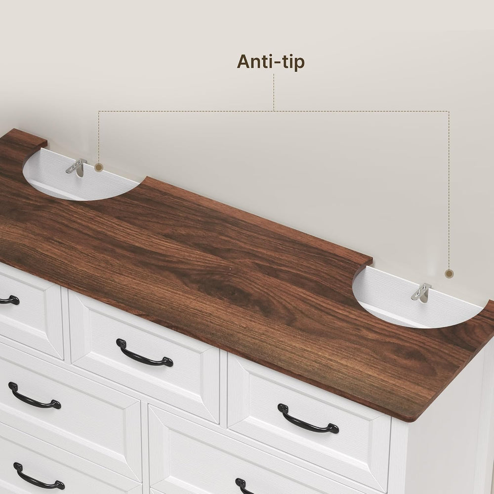 Gizoon Farmhouse 7 Drawers Dresser, White Chest of Drawers