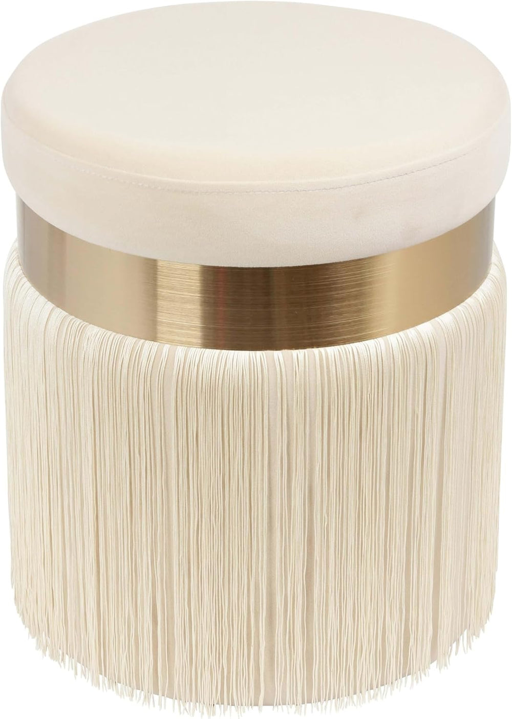 Tov Furniture Melody Tasseled Ottoman (Cream)