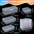 VTG Bead Organizer Box, 84 Pcs Small Plastic Containers with Lids, 4-Tier Stackable Storage Box, Clear Organizers for Jewelry Toys Craft Storage