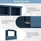 Merax Minimalist 103" Entertainment Wall Unit Set with Overhead Bridge for TVs Up to 75", Modern Large Media Console with Adjustable Shelves, Ample Storage Cabinets & Drawers for Living Room, Blue