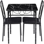 VECELO 3 Piece Dining Table Set for 2, Dinette with Chairs for Kitchen, Breakfast Nook, Small Space,Easy Assembly